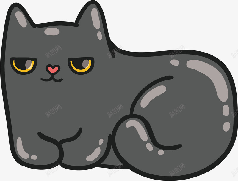 卡通可爱小黑猫png免抠素材_88icon https://88icon.com 动物 卡通 可爱 小黑猫