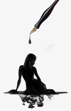 钢笔与女孩素材