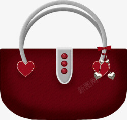 深红色包包深红色女士爱心手提袋高清图片