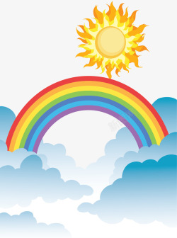 空中美丽彩虹太阳矢量图素材