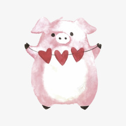 情人节粉色猪猪插画矢量图素材