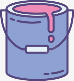 紫色线条卡通油漆桶矢量图素材