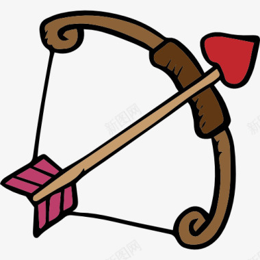 情人节心形背景弓和箭图标图标