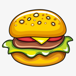 三层汉堡美味汉堡包卡通手绘矢量图高清图片