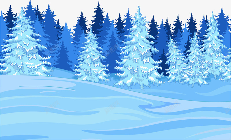 冬日蓝色圣诞树林png免抠素材_88icon https://88icon.com Christmas Merry 冬天 冬日 圣诞快乐 圣诞树 圣诞节 蓝色树木