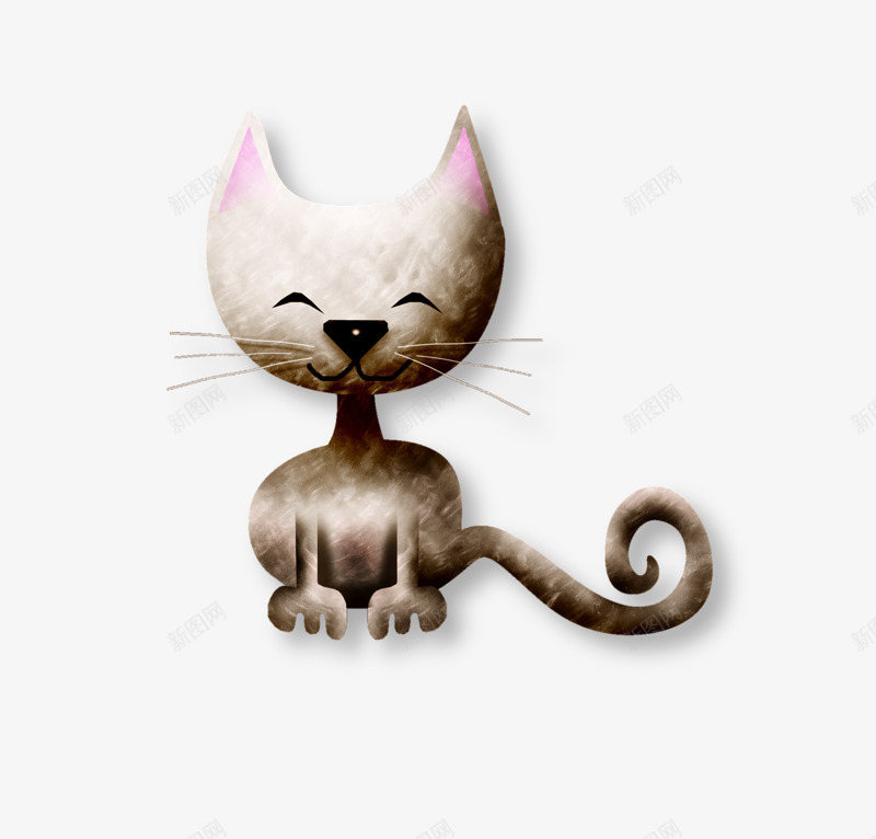 长尾巴的小猫咪png免抠素材_88icon https://88icon.com 卡通 尾巴 猫咪 粉色耳朵 胡须