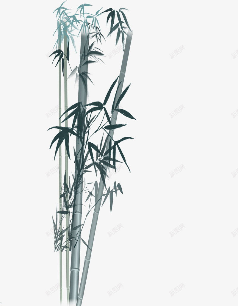 蓝色翠竹毛笔字水墨画png免抠素材_88icon https://88icon.com 毛笔字 水墨画 翠竹 蓝色