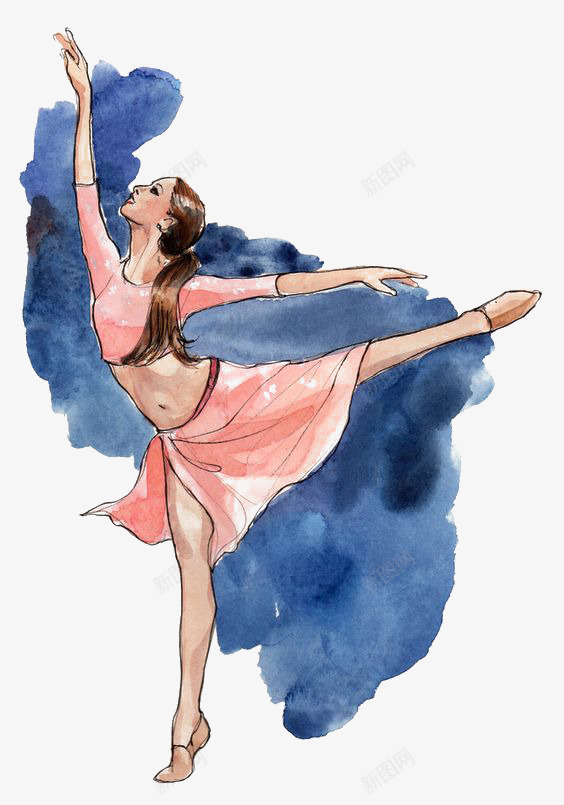 跳舞的女孩png免抠素材_88icon https://88icon.com 动态插图 卡通 女孩 手绘 插画 水墨风 水彩 热情奔放 热情活泼 热情澎湃 粉色 粉色中袖上衣 粉色裙子 舞蹈动作 裙子 跳舞 长发 露脐装