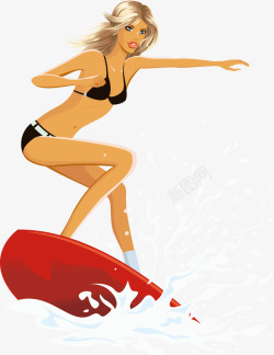 夏季比基尼海上冲浪美女高清图片