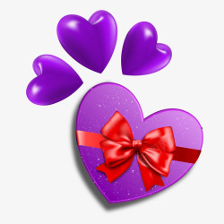 爱在情人节卡通紫色爱心装饰素材