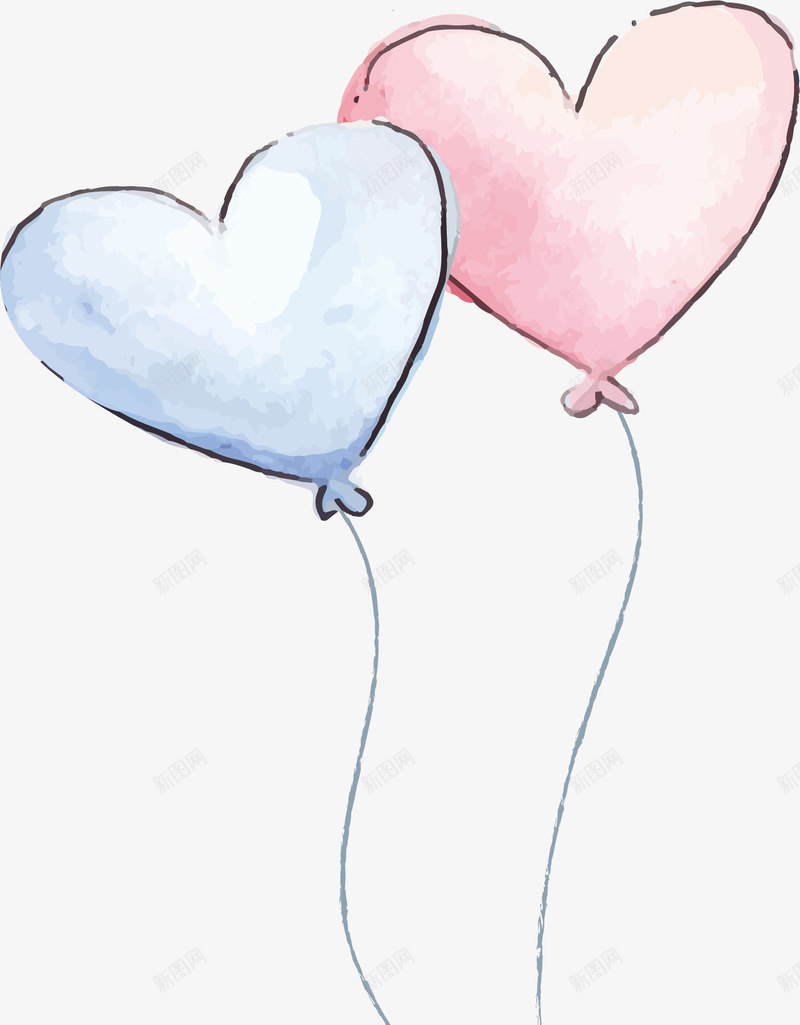 浪漫水彩爱心气球png免抠素材_88icon https://88icon.com 手绘气球 气球 水彩气球 浪漫气球 爱心气球 矢量png