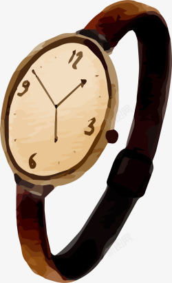 棕色表带手表矢量图素材