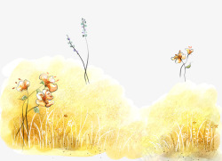 卡通手绘秋季草丛素材