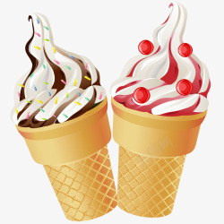 草莓冰淇淋多口味甜筒插画矢量图高清图片