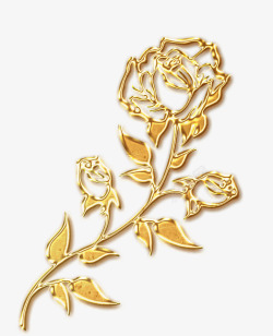质感玫瑰花素材金色玫瑰花情人节装饰图案高清图片
