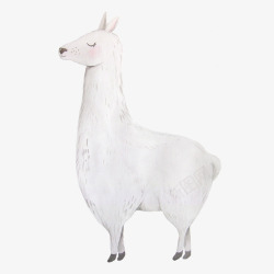 油画锐化效果羊驼手绘水彩小清新动物植物装饰高清图片