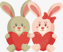 可爱情人节兔子玩偶矢量图素材