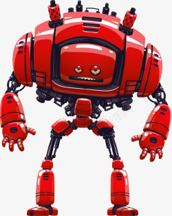 科技感卡通人形红色机器人素材