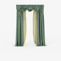 青绿色欧式客厅窗帘拉帘素材