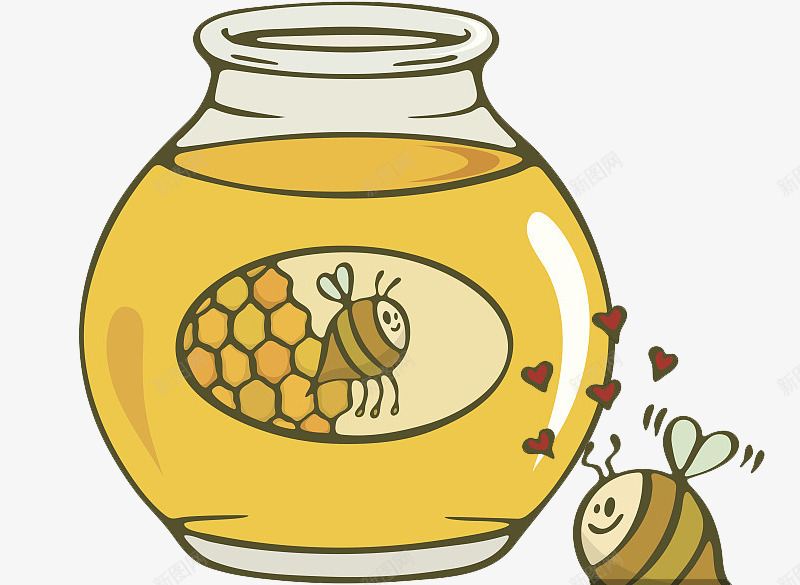 黄色美味的蜂蜜png免抠素材_88icon https://88icon.com 创意 动物 小蜜蜂 工作 罐子 美味 蜂蜜 设计 黄色