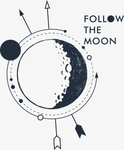 月球表面发射黑白花臂图案矢量图高清图片