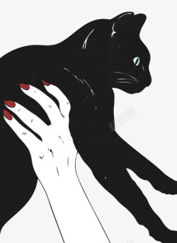 白色手举着黑色的猫素材
