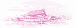 紫色手绘复古宅邸七夕情人节海报背景素材