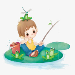 男孩钓鱼钓鱼的小男孩高清图片