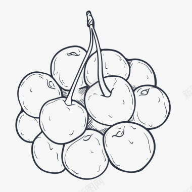 火龙果促销水果水果樱桃黑色素描图标图标