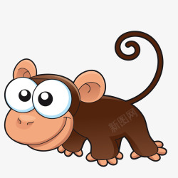卡通大眼睛的猴子动物矢量图素材