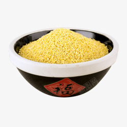 福字米缸黄小米有机小米实物素材