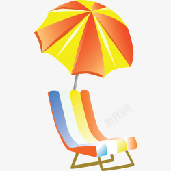 卡通沙滩沙滩椅遮阳伞素材