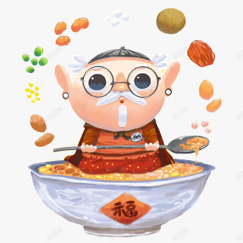 创意腊八粥老人插画png免抠素材_88icon https://88icon.com 五谷杂粮 八宝粥 创意 插画 粗粮 腊八粥 视频