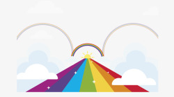 通向通向云端的彩虹桥矢量图高清图片