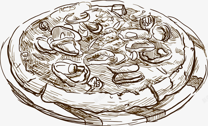 手绘披萨png免抠素材_88icon https://88icon.com 咖啡厅 手绘 手绘美食 手绘食物 插画 比萨饼 素描 线稿 西餐 速写 食物
