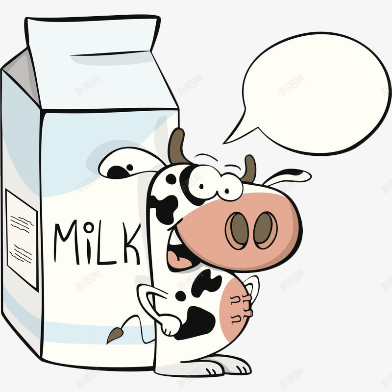 卡通奶牛和牛奶盒png免抠素材_88icon https://88icon.com 包装 卡通 卡通牛奶瓶 可爱 奶牛 对话框 手绘 插图 插画 牛奶瓶 牛奶盒 黑白牛