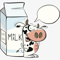 卡通奶牛和牛奶盒素材