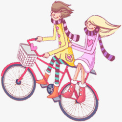 卡通情侣骑单车情人节素材
