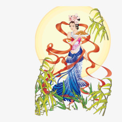 拿着月饼的嫦娥素材