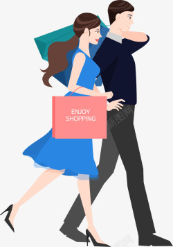 购物逛街情人节购物的情侣高清图片