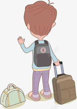 旅行箱插画卡通小男孩高清图片