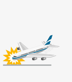 飞机着陆卡通扁平化飞机失事事故插画矢量图高清图片