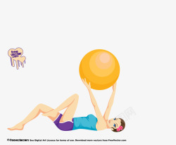 卡通美女瑜伽球素材