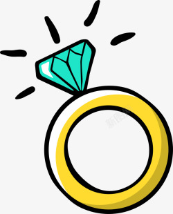 卡通蓝色钻石戒指素材