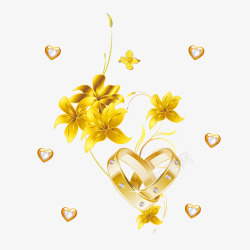戒指海报纯金色花朵高清图片