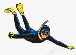 潜水服装潜水爱好者手绘形象高清图片