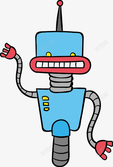 卡通会笑的蓝色机器人矢量图ai免抠素材_88icon https://88icon.com 人物 儿童节 卡通 可爱 机器人 科技 简约 蓝色 矢量图