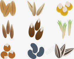 手绘秋季种子集合装饰图案矢量图素材