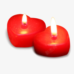 红色心形蜡烛素材