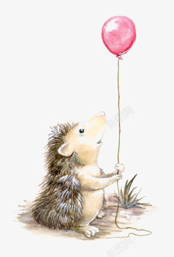 刺猬动物拉着气球的刺猬高清图片